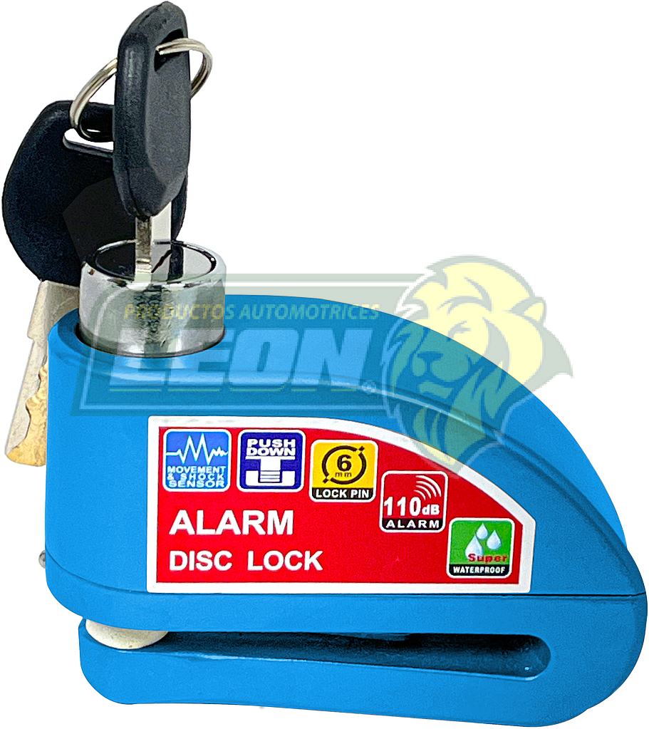 CANDADO PARA  MOTO UNIVERSAL SEGURO ANTIROBO 110dB. CON ALARMA  AZUL
