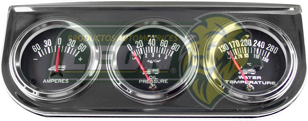 MARCADOR TRIPLE 12V MECANICO CARATULA NEGRA