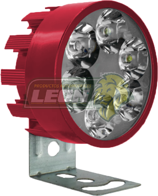 FARO P/MOTO REDONDO C/6 HIPERLEDS 1W CARCASA ROJA C/ESTROBO