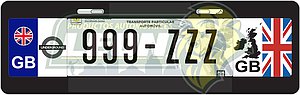 PORTAPLACA NEGRA T/EUROPEO C/BANDERA INGLATERRA-18 EN LOS COSTADOS (X PIEZA)