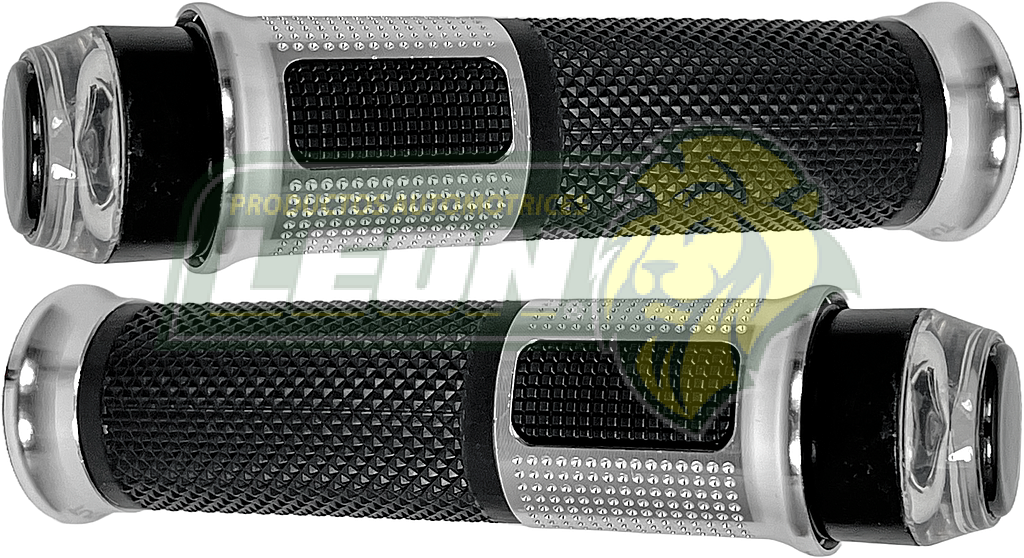 PUÑO PARA MANUBRIO COMBINADO C/PUNTOS PLATA, LUZ BLANCA Y  DIRECCIONAL AMBAR (JGO. c/2 pz)