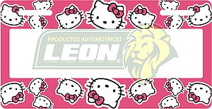 PORTAPLACAS ULTRAMAX PREMIUM KITTY DECORADO SERIGRAFIA (JGO. c/2 pzas.)