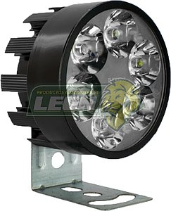 FARO P/MOTO REDONDO C/6 HIPERLEDS 1W CARCASA NEGRA C/ESTROBO