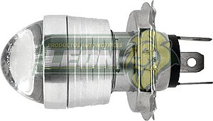 FOCO PARA MOTO H4 BAJA Y ALTA C/LUPA Y CARCASA CROMADA