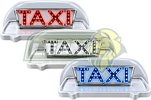 COPETE TAXI TRANSPARENTE DOBLE VISTA c/IMAN Y LUZ LED (28 LEDS POR LADO) (ESPECIFICAR COLOR ROJO, BLANCO O AZUL)