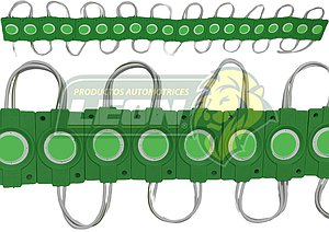 TIRA TIPO CHIP REDONDO 12V, 1W 9 LEDS COLOR VERDE (20 MODULOS)