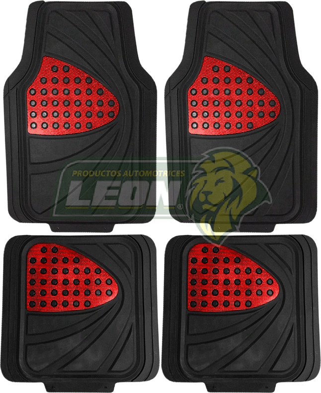 TAPETE DE HUE GRUESO NEGRO/ROJO (JGO. c/4 pz.)