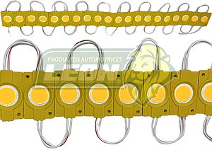 TIRA TIPO CHIP REDONDO 12V, 1W  9 LEDS COLOR AMARILLO (20 MODULOS)
