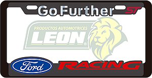PORTAPLACAS DELUXE FORD REALZADA, DECORADO SERIGRAFIA Y HOT ESTAMPING (JGO. c/2 pzas.)