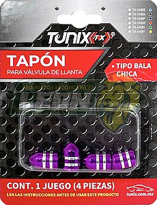 TAPON P/VALVULA DE LLANTA T/BALA (JGO. c/4 pzas.) MORADO