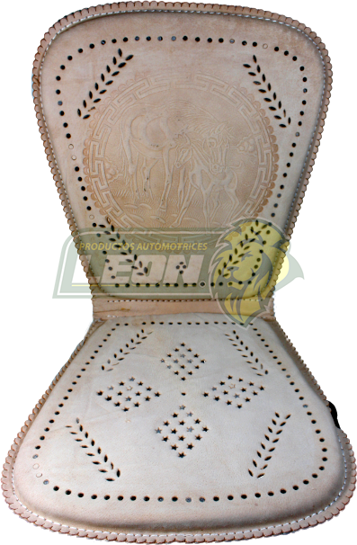 RESPALDO DE PIEL CON GRABADO DE CABALLOS