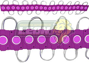 TIRA TIPO CHIP REDONDO 12V, 1W  9 LEDS COLOR ROSA (20 MODULOS)