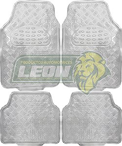 TAPETE CROMADO BLANCO METALIZADO PUNTOS NEGROS (JGO. c/4 pz.)