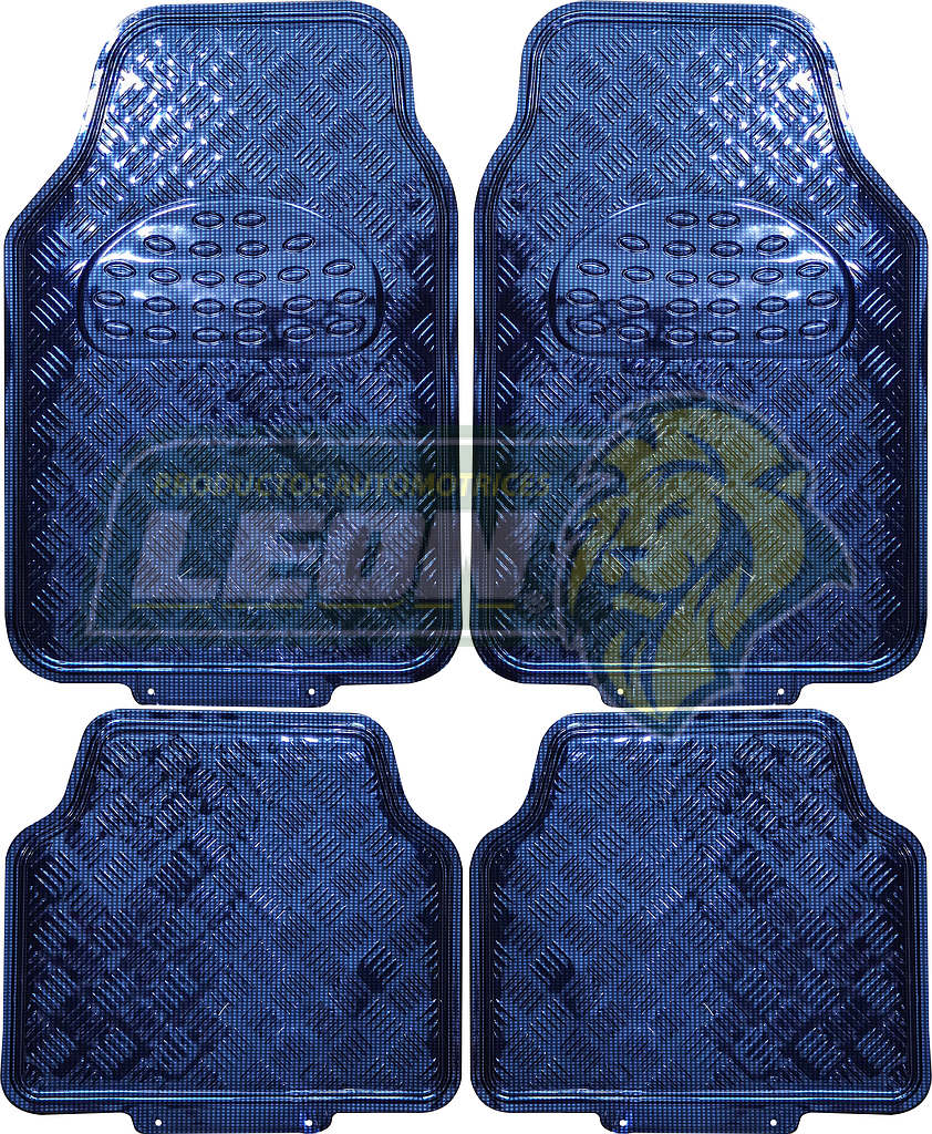 TAPETE CROMADO AZUL METALIZADO CON CARBON (JGO. c/4 pz.)