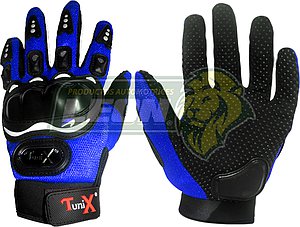 GUANTES P/MOTOCICLISTA “DEDOS COMPLETOS” GDE. AZULES (PAR)