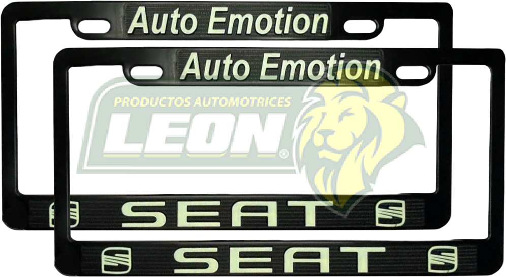 PORTAPLACAS NEGRAS GRABADAS SEAT LETRAS FLUORESCENTES (JGO. c/2 pzas.)