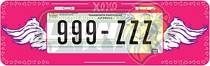 PORTAPLACA ROSA T/EUROPEO C/ALAS-15 EN LOS COSTADOS =PPE-ALAS (X PIEZA)