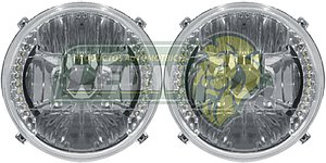 UNIDAD REDONDA GRANDE 7” DIAMANTADA c/LEDS CARCASA METALICA “FOCO INTERCAMBIABLE” (JGO. c/2 pz.)