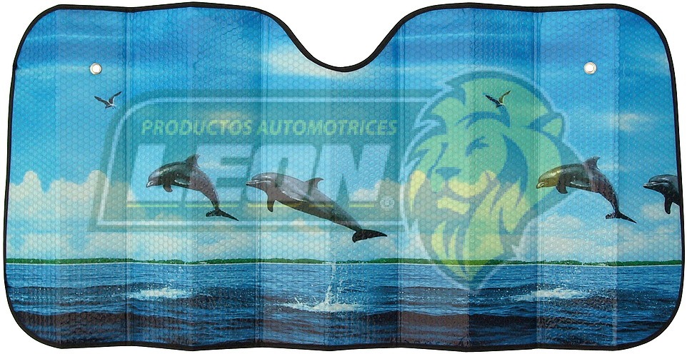 CORTINA PARASOL METALIZADA DELFINES 130x60 cm BURBUJA SENCILLA (CO-324) = 41320007/11
