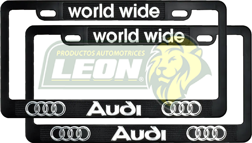 PORTAPLACAS NEGRAS GRABADAS AUDI LETRAS CROMADAS (JGO. c/2 pzas.)