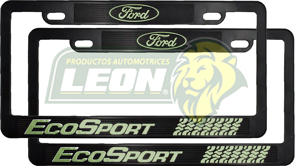 PORTAPLACAS NEGRAS GRABADAS ECOSPORT LETRAS FLUORESCENTES (JGO. c/2 pzas.)