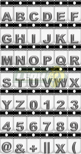 EXHIBIDOR LETRAS, NUMEROS Y SIMBOLOS CROMADOS (202 pzas.)