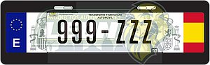 PORTAPLACA NEGRA T/EUROPEO C/BANDERA ESPAÑA-18 EN LOS COSTADOS (X PIEZA)