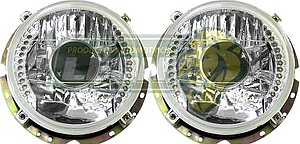 UNIDAD REDONDA GRANDE 7” DIAMANTADA c/LUPA CARCASA METALICA “FOCO INTERCAMBIABLE” (JGO. c/2 pz.)