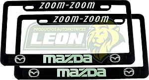 PORTAPLACAS NEGRAS GRABADAS MAZDA LETRAS FLUORESCENTES (JGO. c/2 pzas.)