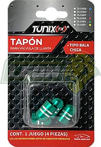 TAPON P/VALVULA DE LLANTA T/BALA (JGO. c/4 pzas.) VERDE