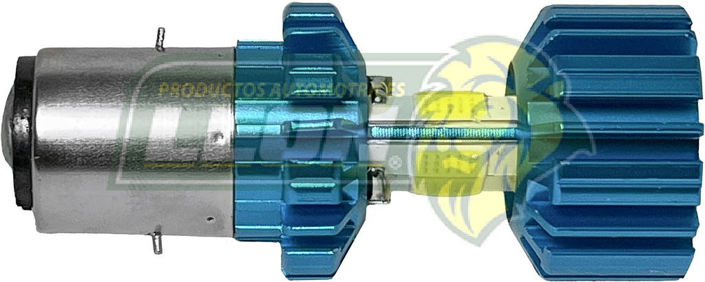FOCO LED BA20D P/MOTO 12V 32W LUZ ALTA/BAJA 8 LADOS (6500K, FOLBA58S-SAI) 22x48x31 mm AZUL