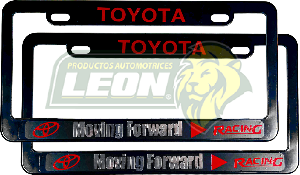PORTAPLACAS NEGRAS UNIVERSAL C/STICKER TOYOTA NACIONAL (JGO c/2 pz.)