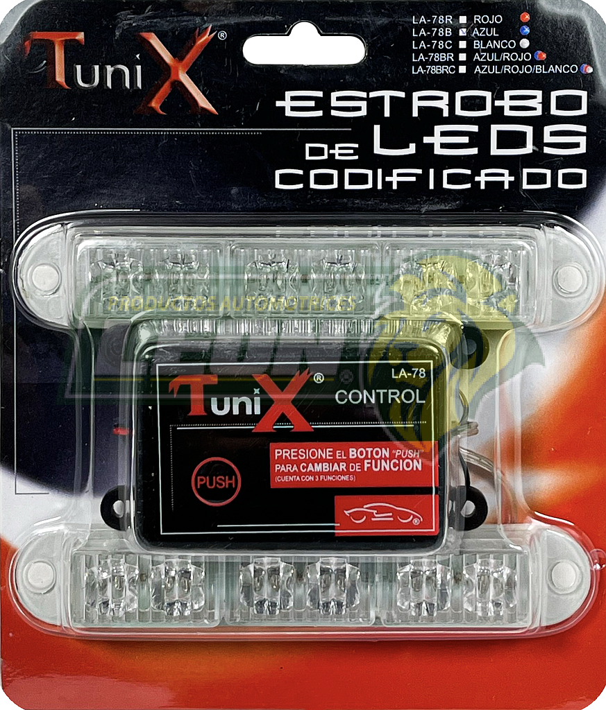 LAMPARA 6 LEDS DOBLE AZUL 3 FUNCIONES “ESTROBO CODIFICADO”