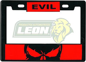 PORTAPLACA CHICA 22x15.5 cm.P/MOTO STICKER EVIL ROJA (VINIL) (X PIEZA)