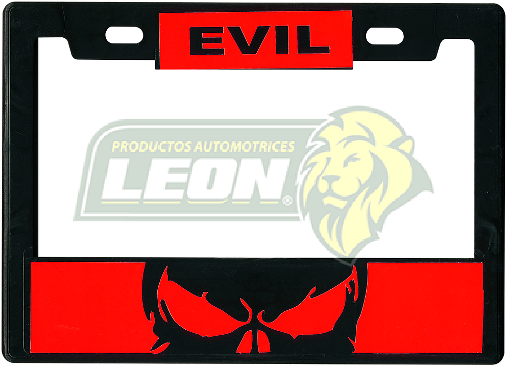 PORTAPLACA CHICA 22x15.5 cm.P/MOTO STICKER EVIL ROJA (VINIL) (X PIEZA)