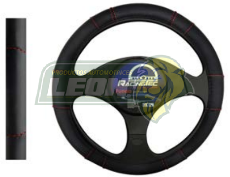 FUNDA P/VOLANTE DE VINIL NEGRA HILO ROJO HULE UNIVERSAL MEJOR