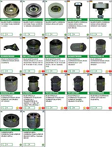 MUESTRARIO DE VARIOS NISSAN URVAN, VW EUROVAN, ETC. “A” (BALEROS, BRAZO Y CARRETES DE PUERTA CORREDIZA, BUJES DE SUSPENSION)
