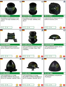 MUESTRARIO DE VARIOS NISSAN URVAN, VW EUROVAN, ETC. “C” (BUJES SUSPENSION, GOMAS BARRA ESTABILIZADORA, DE AMORTIGUADOR, TOPES DE SUSPENSION)