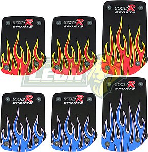 JUEGO DE PEDALES HULE FLAMAS STD. (ROJO o AZUL)