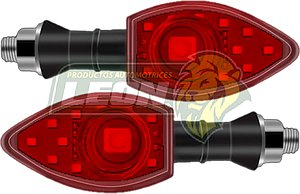 LAMPARA DIRECCIONAL PARA MOTO C/LUZ ROJA, CASCADA NEGRA 12V (JGO. c/2 pzas.)