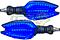 LAMPARA DIRECCIONAL PARA MOTO C/LUZ AZUL DIURNA SECUENCIAL, CASCADA NEGRA 12V (JGO. c/2 pzas.)