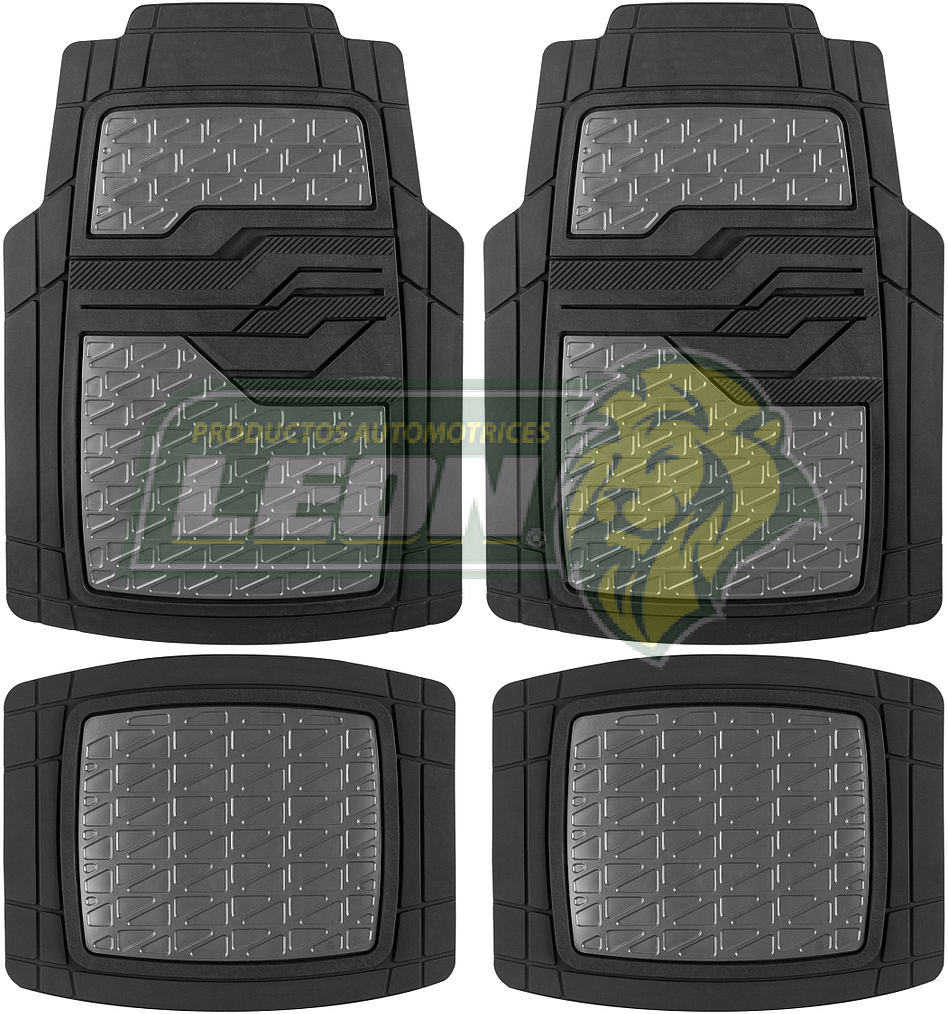 TAPETE UNIVERSAL NEGRO c/POSAPIE CARBON METALICO (JGO. c/4 pzas.)