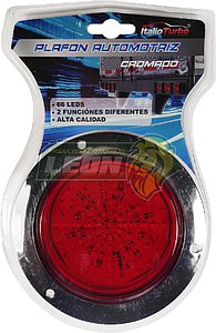 PLAFON REDONDO 4” 66 LEDS ROJO ARO CROMADO (2 FUNCIONES DIFERENTES)