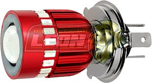FOCO H4 12V 18W BASE C/ARILLO DE LED, LUZ FIJA, C/ESTROBO, LUZ ALTA Y BAJA 