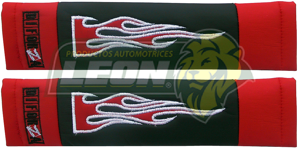 FUNDAS P/CINTURON SEG. T/FLAMA NEG/ROJO