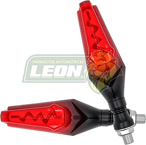LAMPARA DIRECCIONAL PARA MOTO C/LUZ ROJA DIURNA SECUENCIAL, CASCADA NEGRA 12V (JGO. c/2 pzas.)