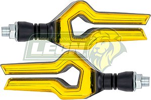 LAMPARA DIRECCIONAL PARA MOTO C/LUZ AMBAR SECUENCIAL, CASCADA NEGRA 12V (JGO. c/2 pzas.)