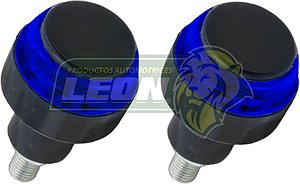 LAMPARA DIRECCIONAL PARA MOTO C/LUZ LED AZUL-BLANCA, CASCADA NEGRA 12V (JGO. c/2 pzas.)