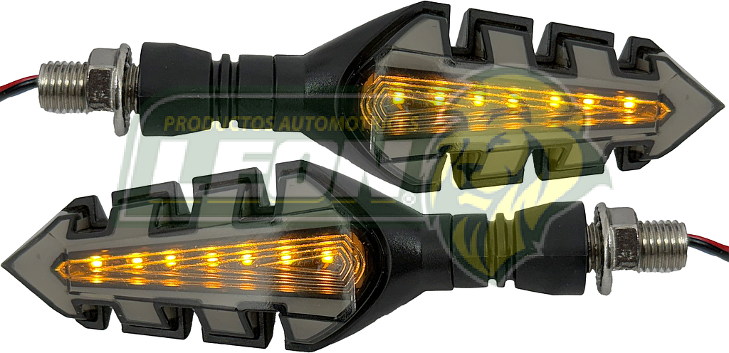 LAMPARA DIRECCIONAL PARA MOTO C/LUZ AZUL DIURNA SECUENCIAL, CASCADA NEGRA 12V (JGO. c/2 pzas.)