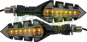 LAMPARA DIRECCIONAL PARA MOTO C/LUZ AZUL DIURNA SECUENCIAL, CASCADA NEGRA 12V (JGO. c/2 pzas.)